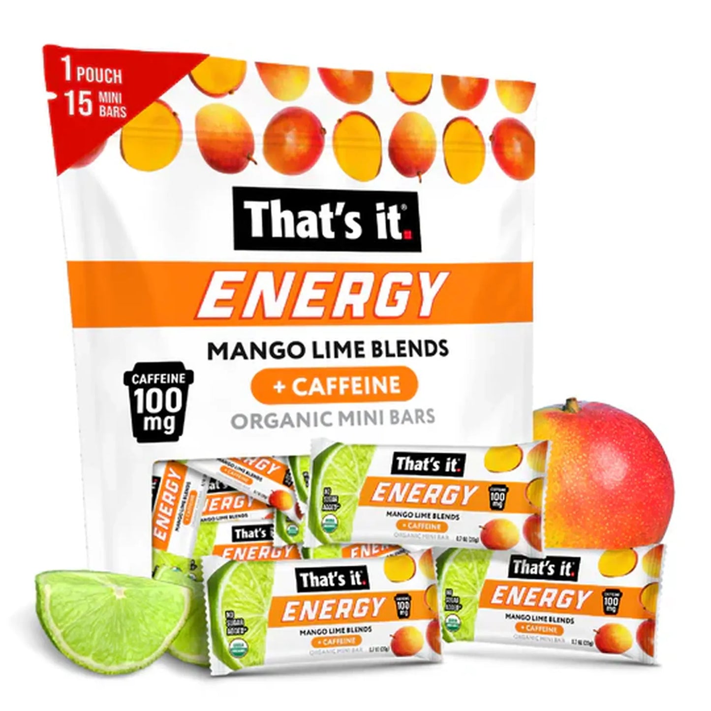 Mango Lime Blends Organic Energy Mini Bars 100mg