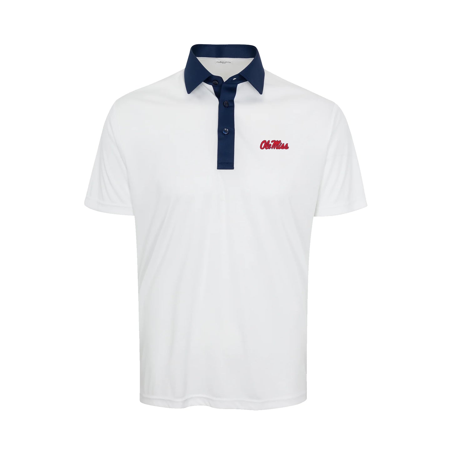 Ole Miss Semi-Spread Collar Polo White