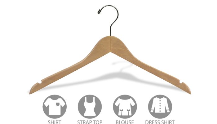 17" White Wood Top Hanger W/ Notches