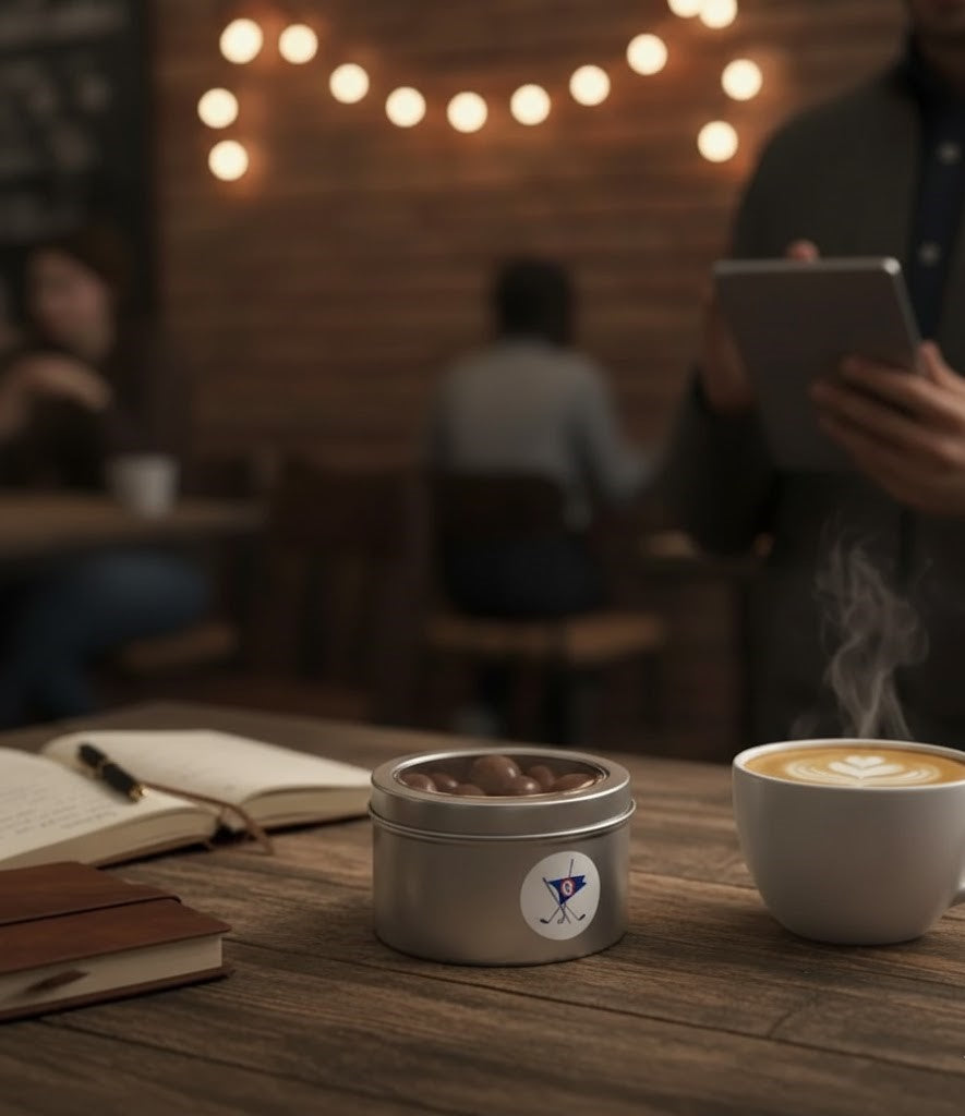 Almonds, Chocolate Covered, Tin Round Window Medium 48ct/6oz