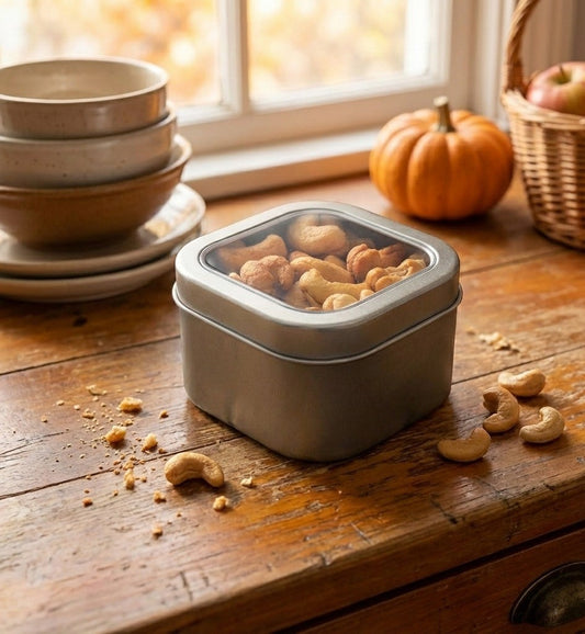 Cashews, Roasted & Salted, Tin Square Window Medium 48ct/4.7oz