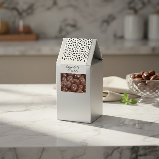 Almonds, Chocolate Covered, Silver Tent Box 48ct/4oz