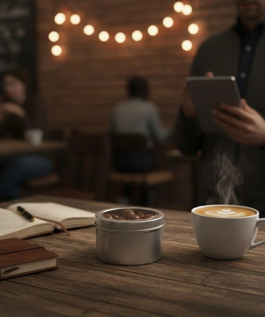 Almonds, Chocolate Covered, Tin Round Window Medium 48ct/6oz