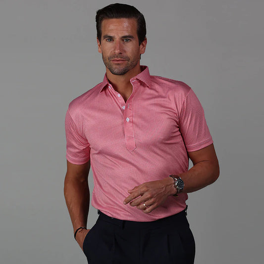 Collars & Co. Original Fit Semi-Spread Dress Collar Polo Red Houndstooth