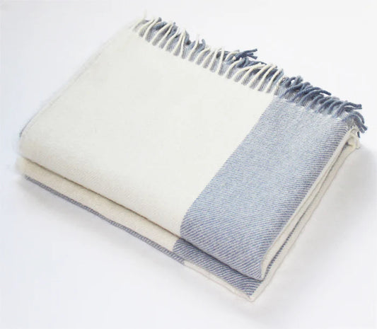 Light Blue Stripe Alpaca Throw
