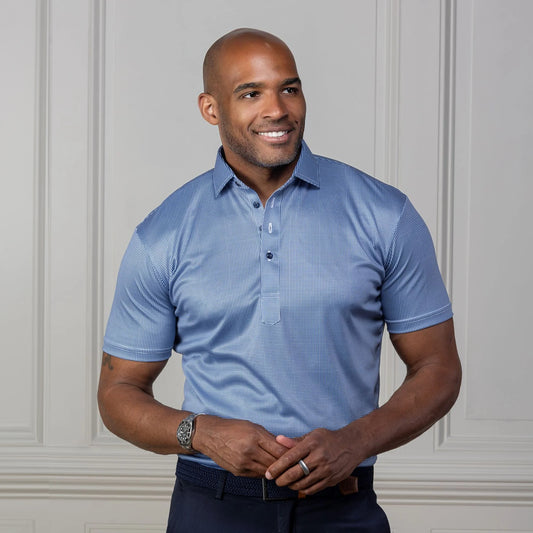 Collars & Co. Original Fit Semi-Spread Dress Collar Polo Navy Houndstooth