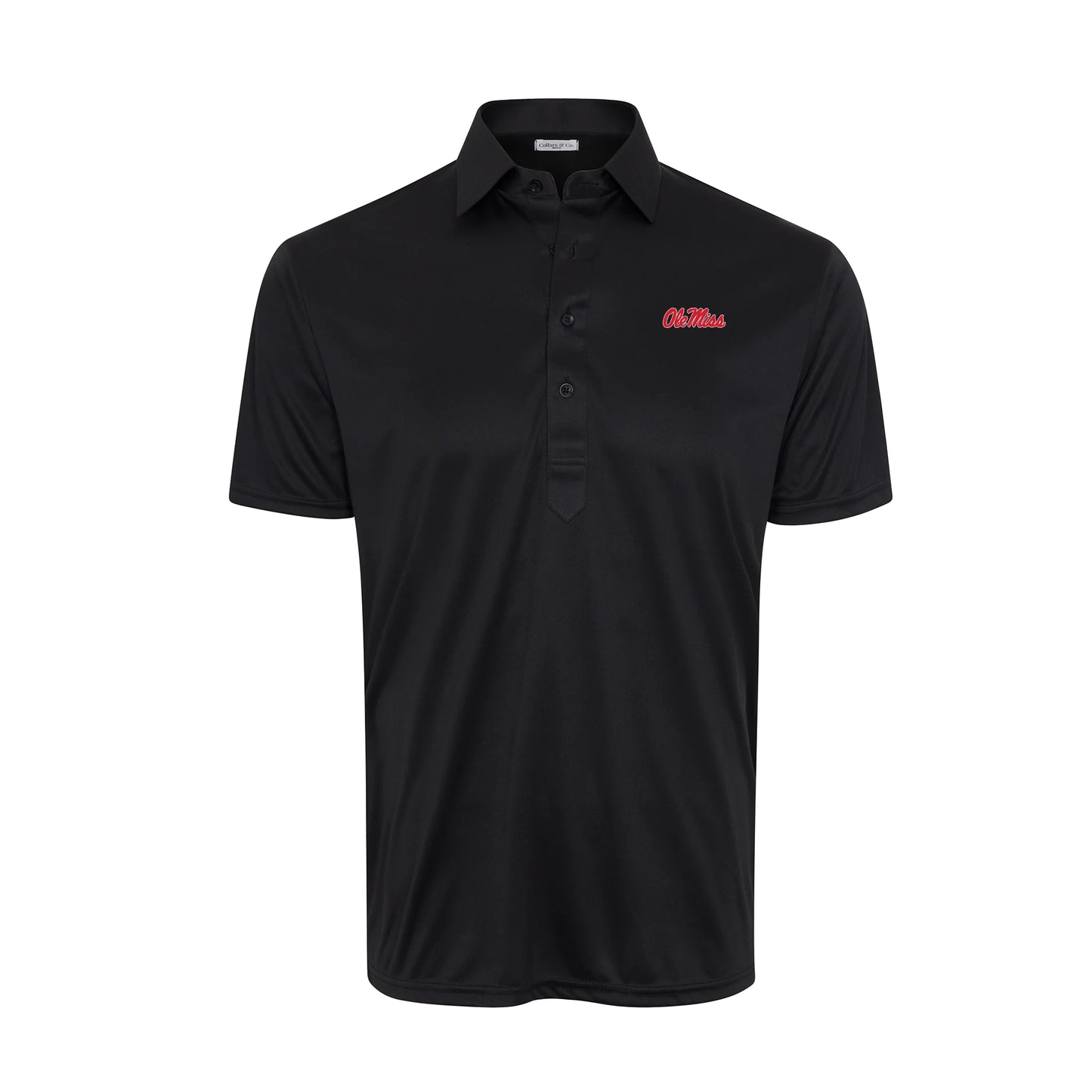 Ole Miss Semi-Spread Collar Polo Black