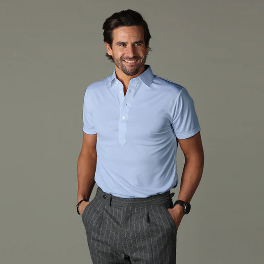 Collars & Co. Original Fit Semi-Spread Dress Collar Polo Sky Blue