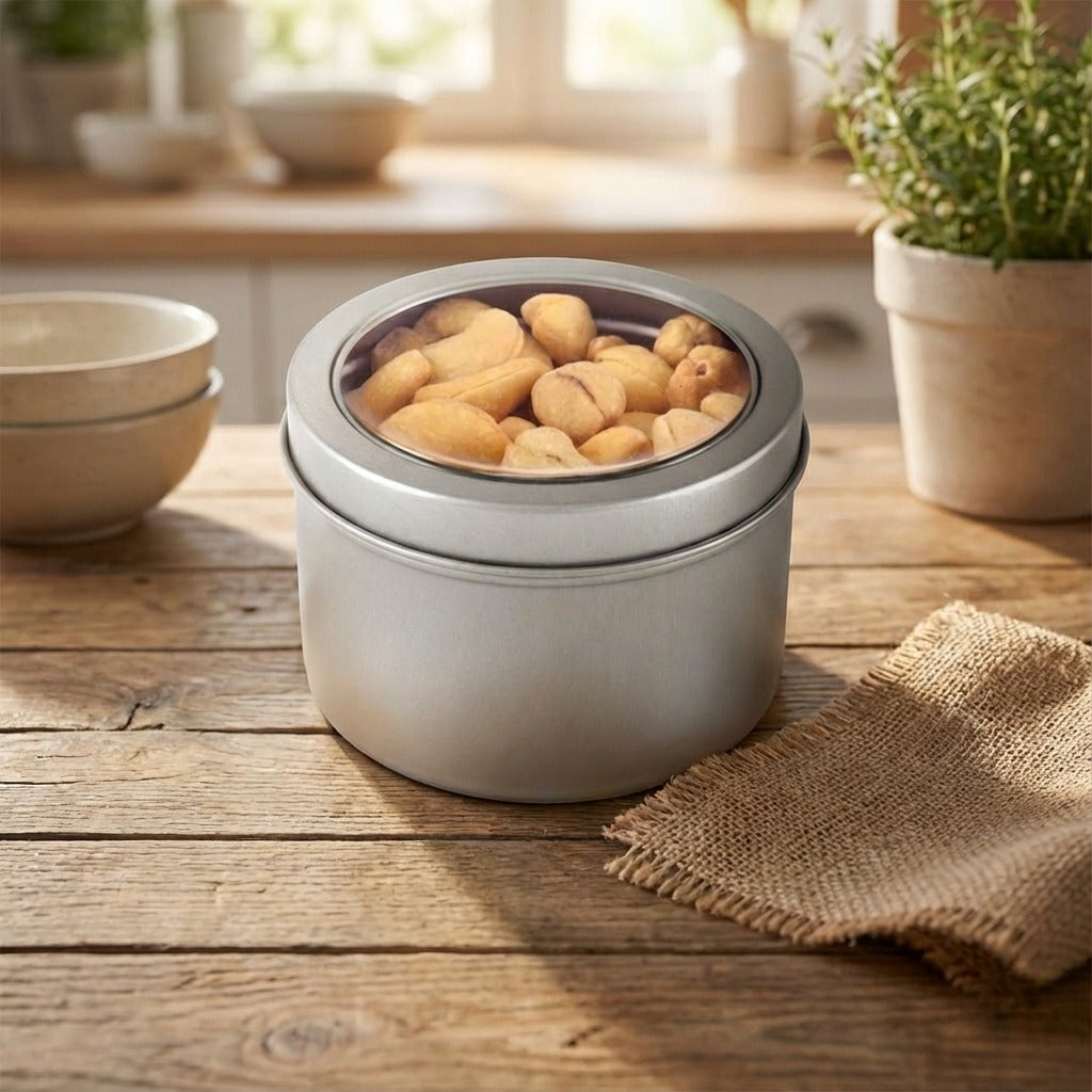 Cashews, Roasted & Salted, Tin Round Window Medium 48ct/4.7oz