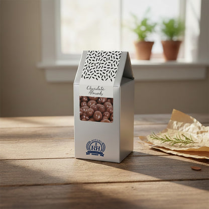 Almonds, Chocolate Covered, Silver Tent Box 48ct/4oz