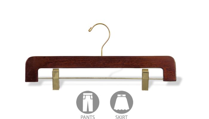 14" Walnut Wood Bottom Hanger W/ Clips