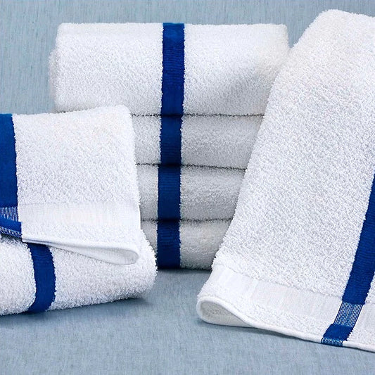 Martex® Blue Center Stripe White Pool Towels