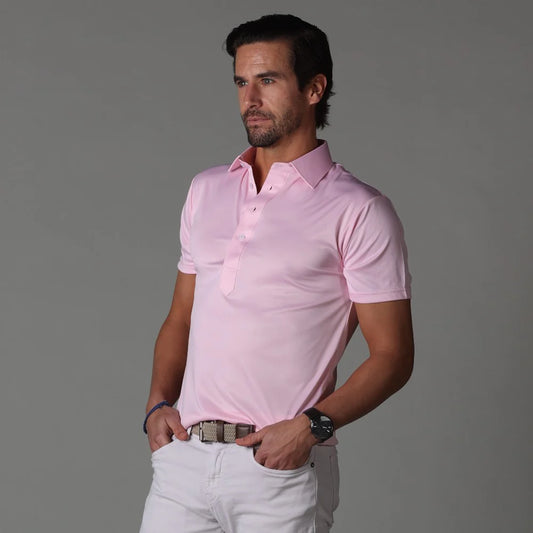 Collars & Co. Original Fit Semi-Spread Dress Collar Polo Pink
